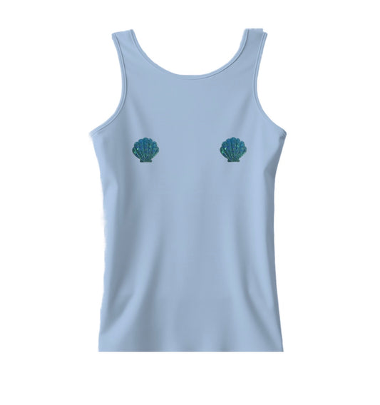 Marcel côtelé coquillages bleu